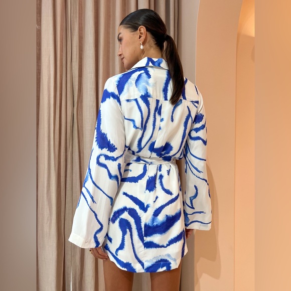 SOVERE V-Neck Wrap Dress In Blue Tide (Bought at Anthropologie) - Picture 10 of 15